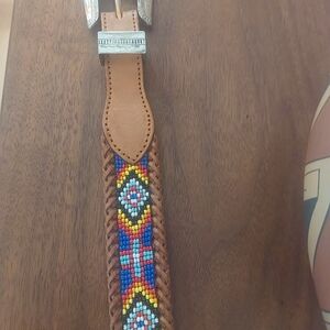 Beaded Leather Belt